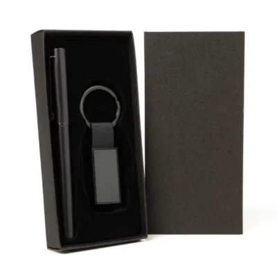 Caneta Roller e Chaveiro em Metal/PU