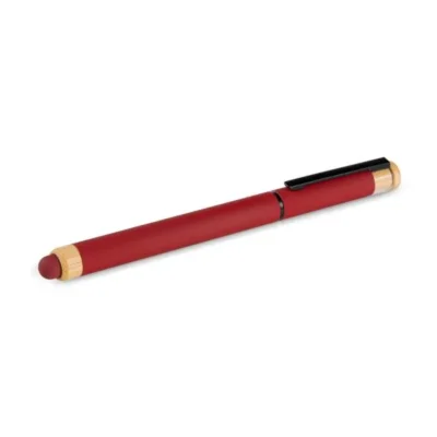 Caneta Roller em Alumínio Reciclado e Bambu personalizada com logo