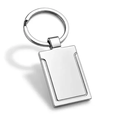 Chaveiro de Metal Prata Retangular personalizado com logo
