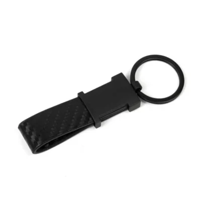 Chaveiro em Metal e PU em cinza personalizado com logo