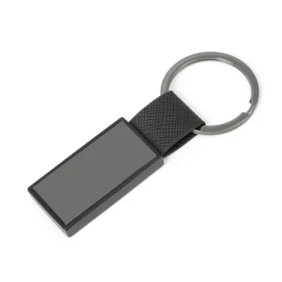 Chaveiro em Metal e PU em metal na cor Ônix personalizado com logo