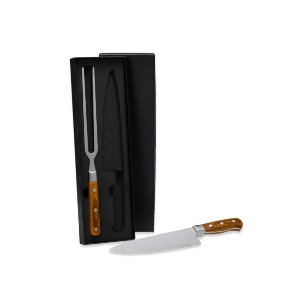 Conjunto de Faca e Garfo Premium em Madeira e Inox - 2 pçs - imagem 2