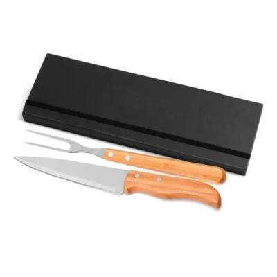 Conjunto de Garfo e Faca Inox e Madeira e Bambu por 7” em Bambu e Inox