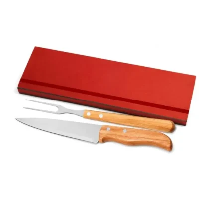 Conjunto de Garfo e Faca Inox e Madeira e Bambu