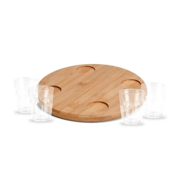 Conjunto em Bambu com 4 Copos para Dose - 5 personalizado com logo