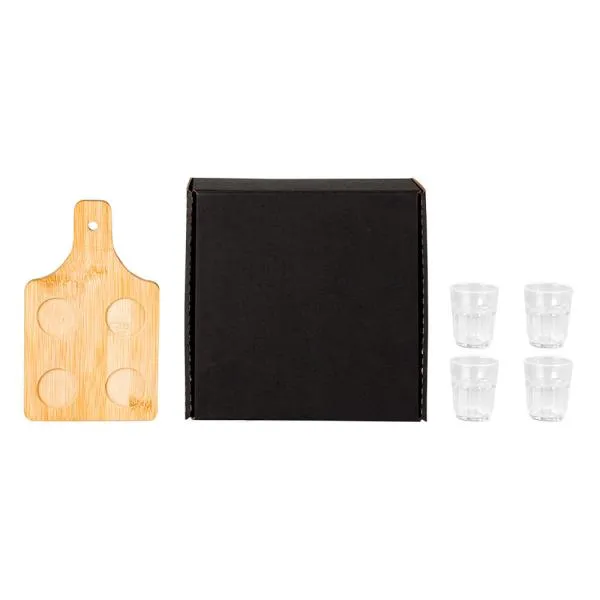 Conjunto em Bambu com 4 Copos para Dose - 5 pçs personalizado com logo - imagem 2