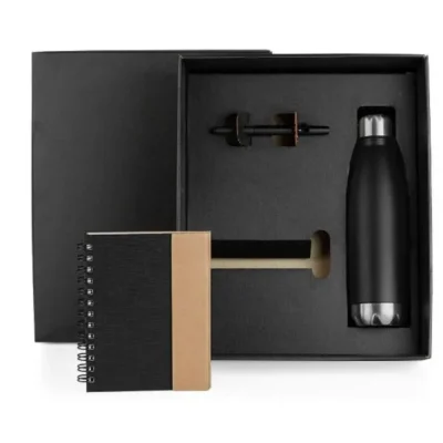 Conjunto Garrafa, Caderneta e Caneta - 4 pçs personalizada com logo