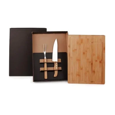Conjunto para Churrasco em Bambu e Madeira e Inox - 3
