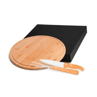 Conjunto para Pizza e Churrasco em Bambu e Madeira e Inox