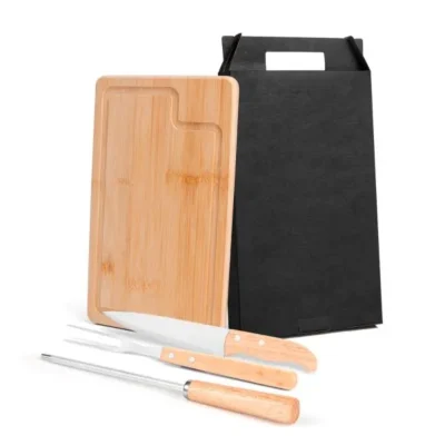 Conjunto para Churrasco em Bambu e Inox e Madeira - 4