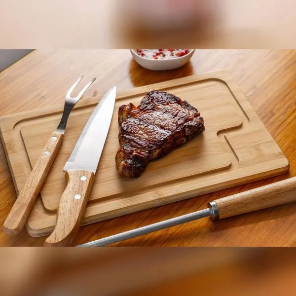 Conjunto para Churrasco em Bambu e Inox e Madeira - 4 - imagem 3