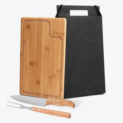 Conjunto para Churrasco em Bambu e Madeira e Inox Texas - 3 pçs