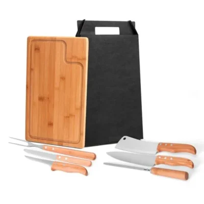 Conjunto para Churrasco em Bambu e Madeira e Inox Texas - 7 pçs