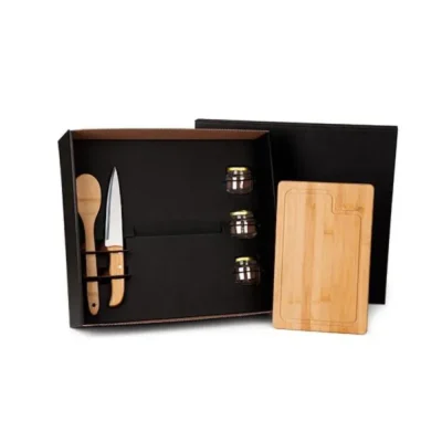 Conjunto para Cozinha e Tempero em Bambu e Inox - 6 pçs