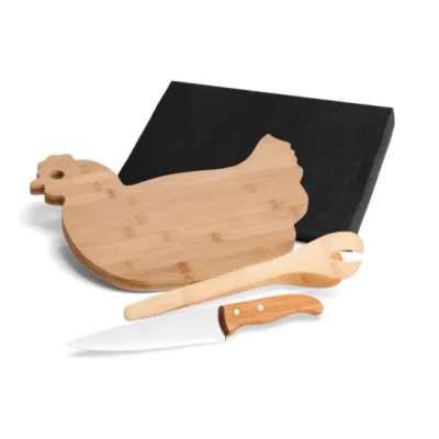 Conjunto para Cozinha em Bambu e Inox - 3 Churrasco e Cozinha