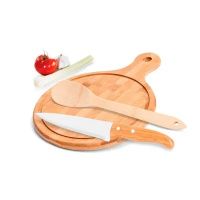 Conjunto para Cozinha em Bambu e Inox - 3 pçs