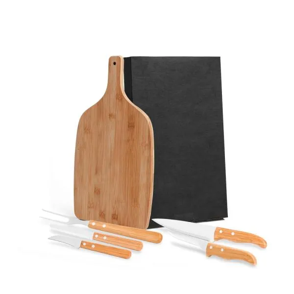 Conjunto para Cozinha em Bambu e Madeira e Inox - 6 pçs