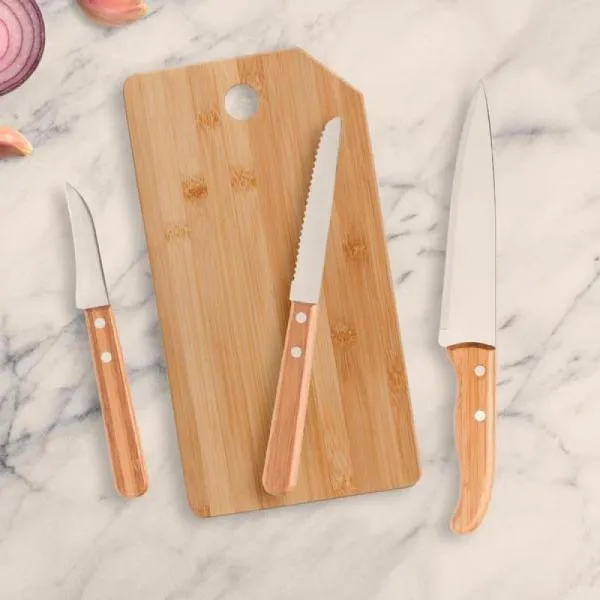 Conjunto para Cozinha em Bambu e Madeira e Inox Oregon por uma tábua retangular - imagem 2