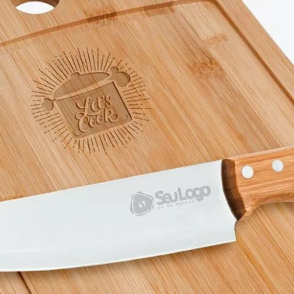 Conjunto para Cozinha em Bambu e Madeira e Inox Oregon por uma tábua retangular - imagem 3