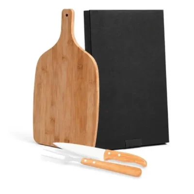 Conjunto para Cozinha em Bambu e Madeira e Inox - 3 Kit Churrasco