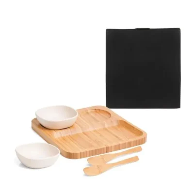 Conjunto para Petiscos e Patês em Bambu e Fibra de Bambu-5 pçs