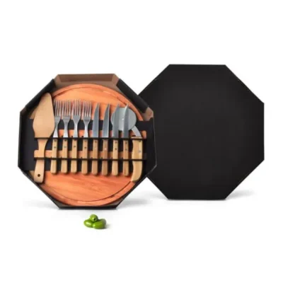 Conjunto para Pizza em Bambu e Madeira e Inox 35cm - 11 pçs