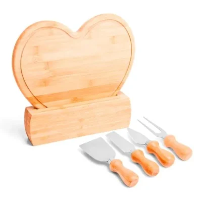 Conjunto para Queijo em Bambu e Madeira e Inox - 6 pçs