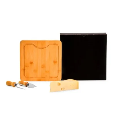 Conjunto para Queijo em Bambu e Madeira e Inox - 3 pçs