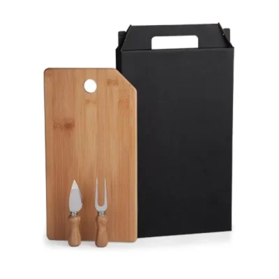 Conjunto Tábua de 1 Furo, Garfo e Faca para Queijo - 3 Peças
