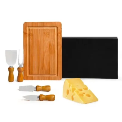 Conjunto para Queijo em Bambu e Inox - 5 pçs