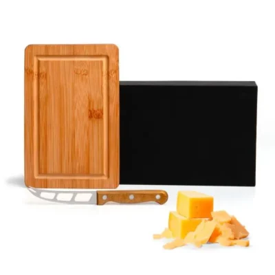 Conjunto para Queijo em Bambu e Madeira e Inox - 2 por tábua retangular