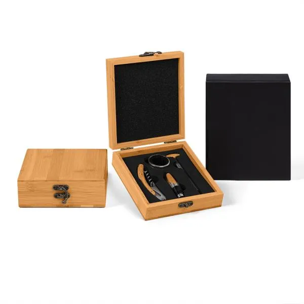 Conjunto para Vinho em Bambu - 5 pçs - imagem 2