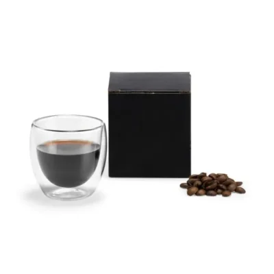 Copo em Vidro Parede Dupla - 100ml personalizado com logo