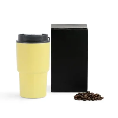 Copo Térmico em Aço Inox - Amarelo Claro - 450ml personalizado com logo