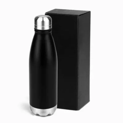 Garrafa com Tampa em Aço Inox - Preta - 750ml personalizada com logo