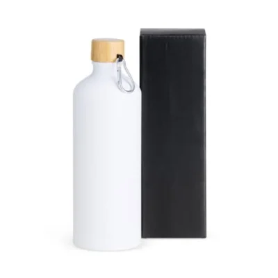 Garrafa em Alumínio Branca - 1 Litro personalizada com logo