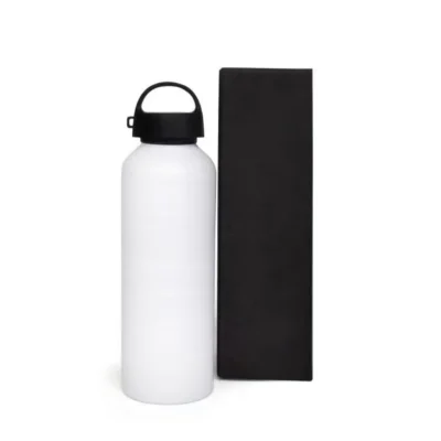 Garrafa em Alumínio Branco - 600ml personalizada com logo