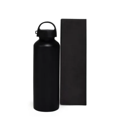 Garrafa em Alumínio Preto - 600ml personalizada com logo