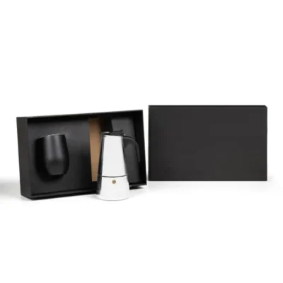 Kit Cafeteira Italiana e Copo Térmico - 2 pçs personalizado com logo