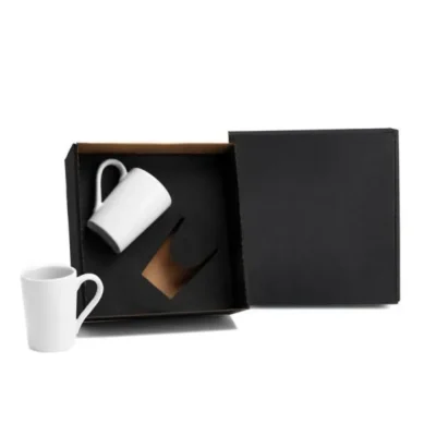 Kit Canecas em Cerâmica Branca - 230ml personalizada com logo