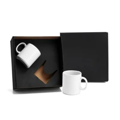 Kit Canecas em Cerâmica Branca - 270ml personalizada com logo