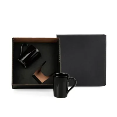 Kit Canecas em Cerâmica Preta - 230ml personalizada com logo