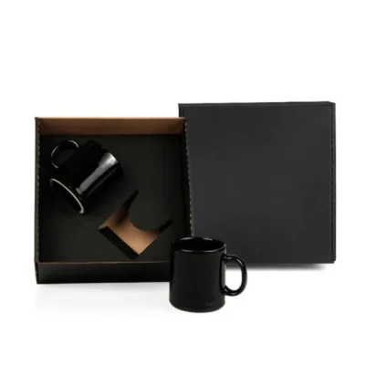 Kit Canecas em Cerâmica Preta - 270ml personalizada com logo