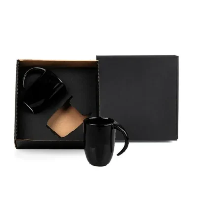Kit Canecas em Cerâmica Preta - 350ml personalizada com logo
