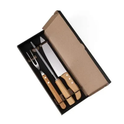 Kit com Faca 8", Chaira e Garfo - 3 pçs