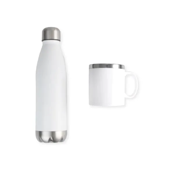 Kit com Garrafa e Caneca Branca personalizada com logo - imagem 2