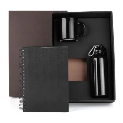 Kit com Squeeze, Caneca e Caderno - 3 pçs personalizado com logo