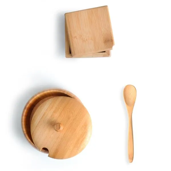 Kit Farinheira e Saleiro em Bambu - 3 pçs - imagem 2