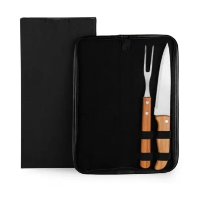 Conjunto de Garfo e Faca Inox e Madeira e Bambu por uma 7” em Bambu e Inox