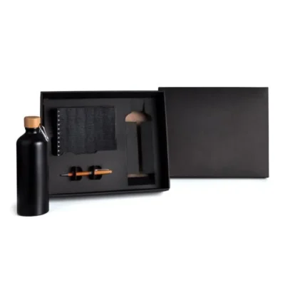 Kit Garrafa, Caderno e Caneta - 3 pçs personalizada com logo